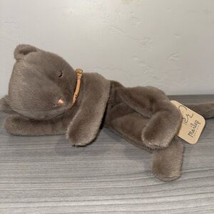 Maileg Sleeping Kitty Cat Plush Stuffed Animal 10” Grey Beige Super Soft